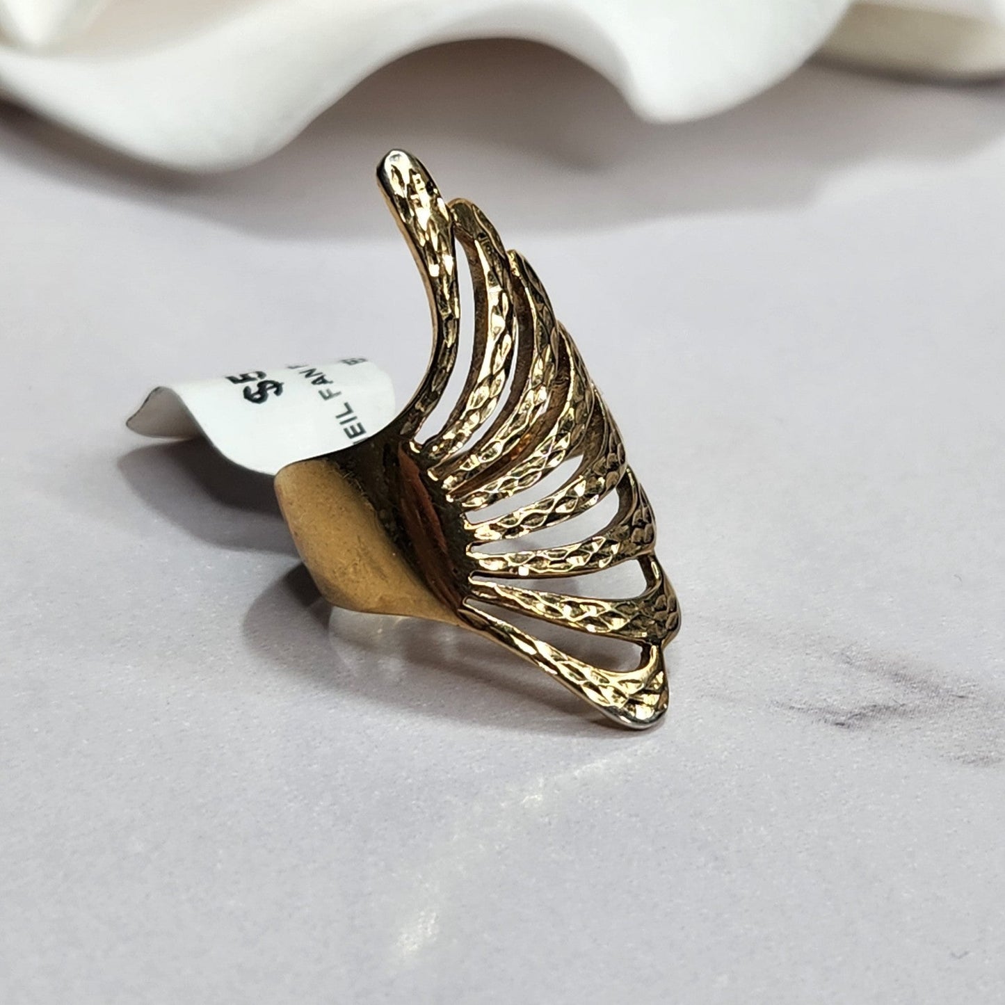 925 Sterling Silver Vermeil Gold Plated Fan Ring