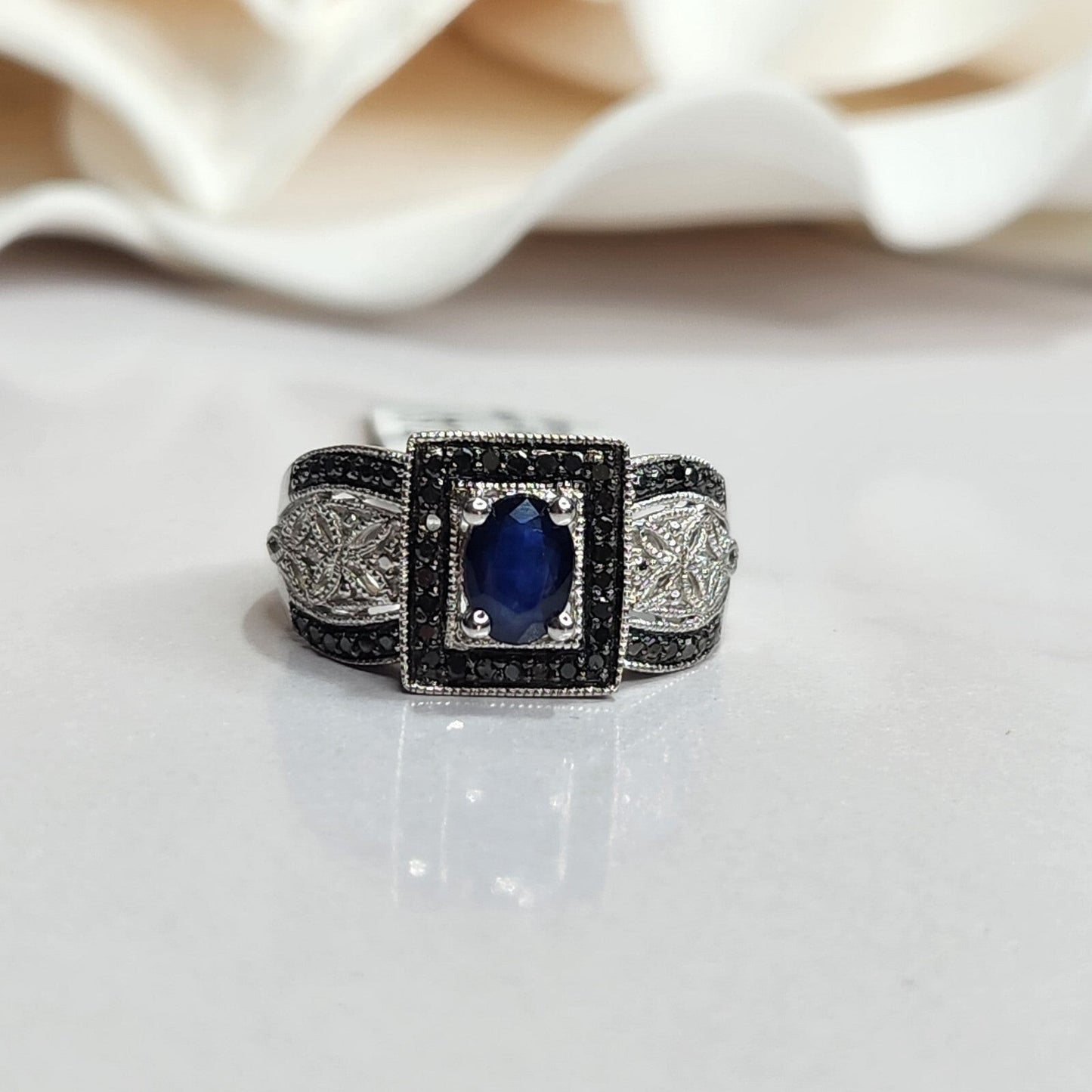 925 Sterling Silver MDJ Michael Drechsler Vintage Sapphire Ring