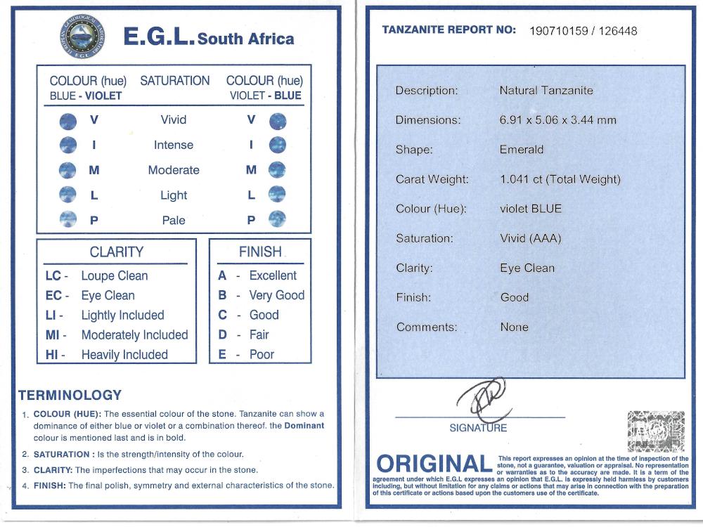 Tanzanite - 1.04ct Emerald Gemstone - Spada Diamonds