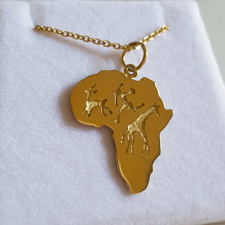 Africa Tribal Pendant - 18k Yellow Gold