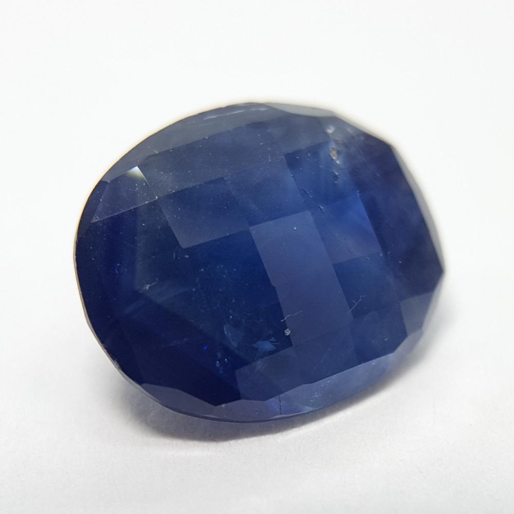 Sapphire - 4.12ct Checkerboard Oval Gemstone