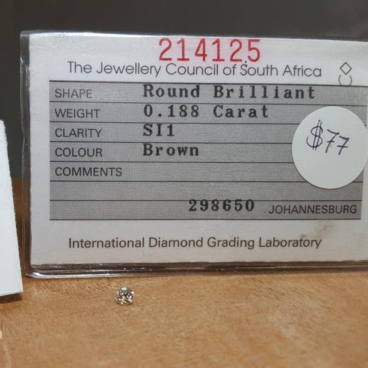 Natural 0.18ct Brown SI1 Round Brilliant Diamond - Spada Diamonds
