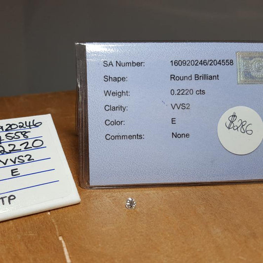 Natural 0.22ct E VVS2 Round Brilliant Diamond - Spada Diamonds