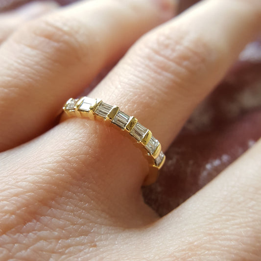 18kt Yellow Gold - Baguette Half Eternity Ring