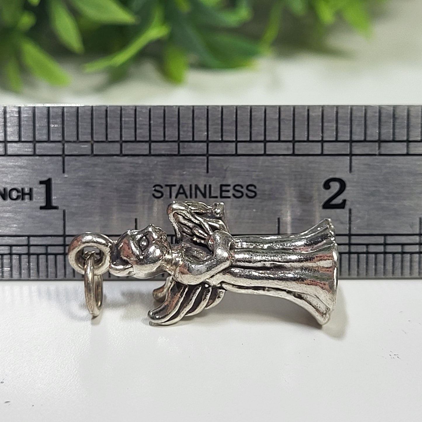 925 Sterling Silver Cat Angel Charm