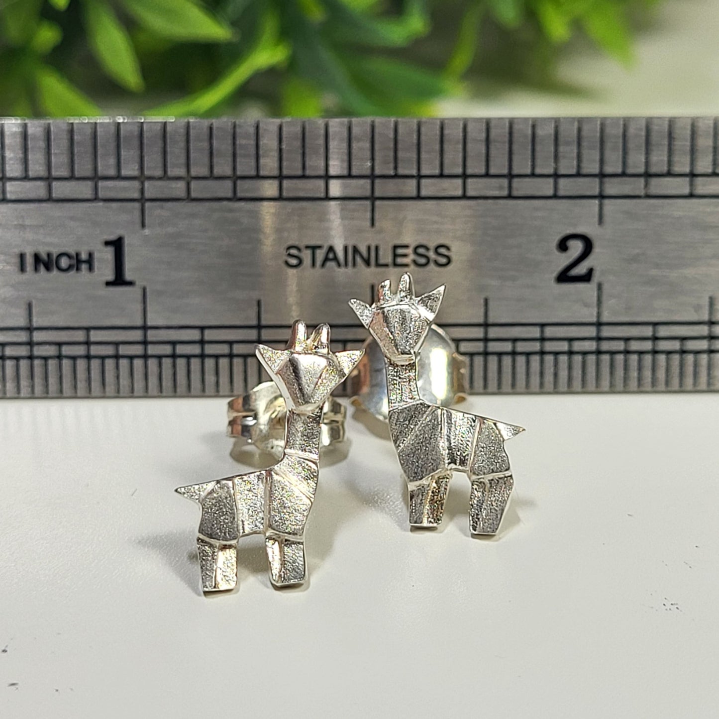 925 Sterling Silver Giraffe Stud Earrings