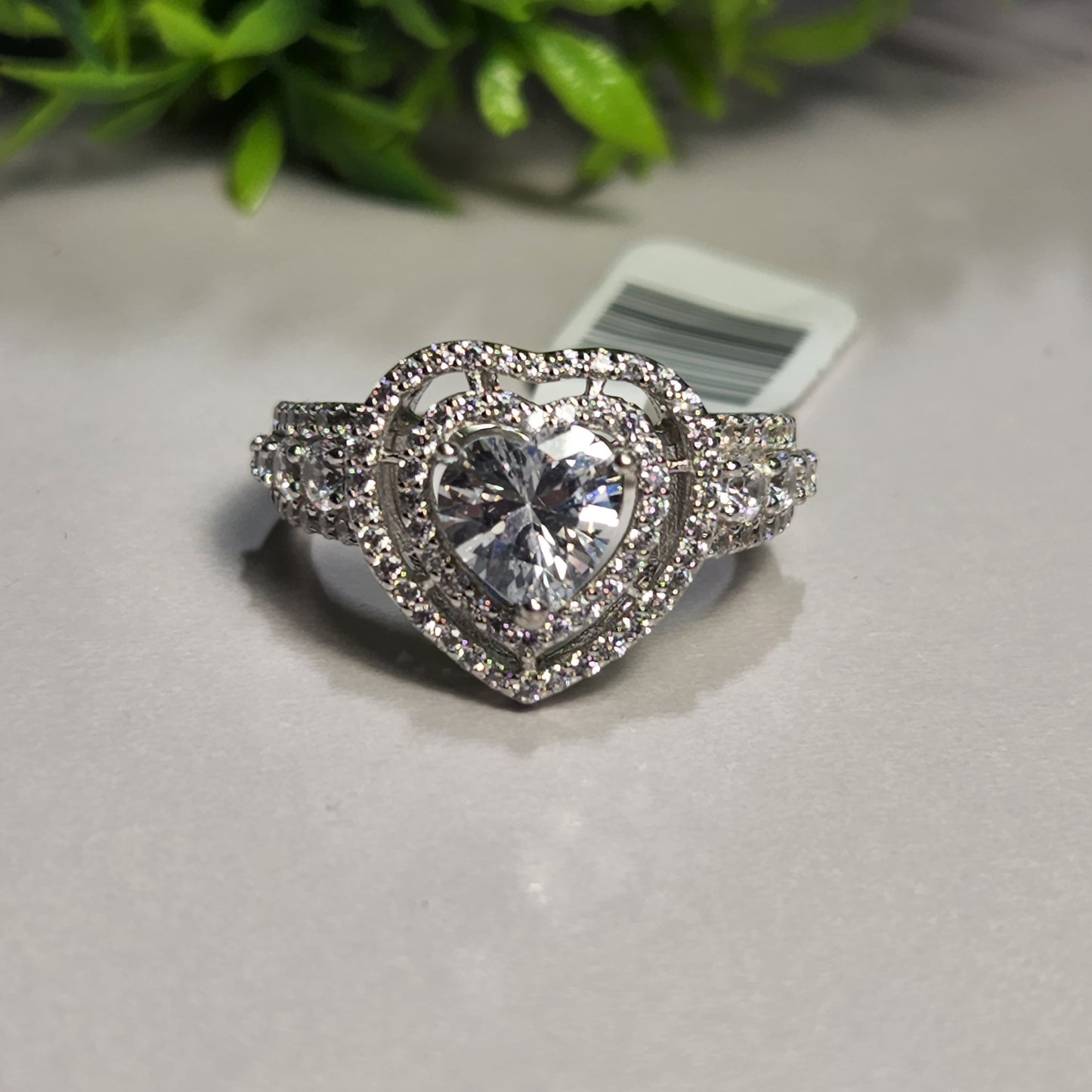 925 Sterling Silver Swarovski Heart Engagement Ring