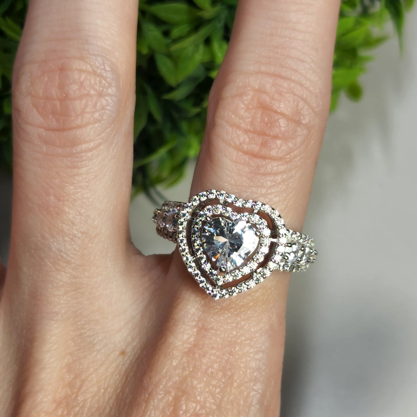 925 Sterling Silver Swarovski Heart Engagement Ring