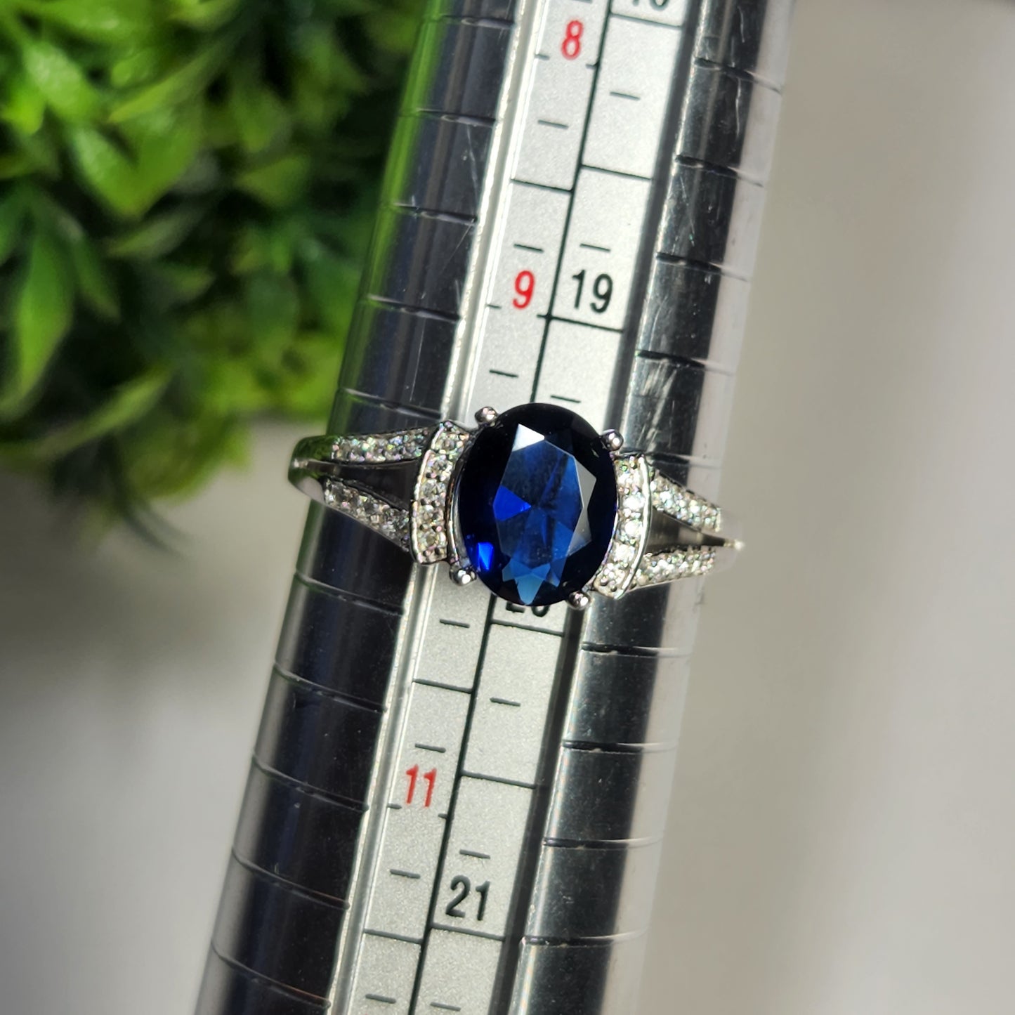 925 Sterling Silver Blue Engagement Ring