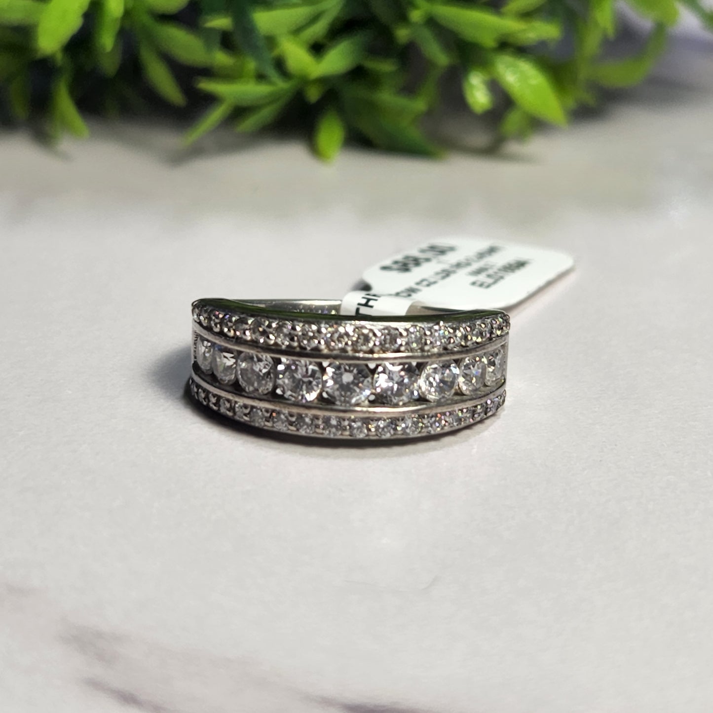 925 Sterling Silver Three Row Eternity Ring