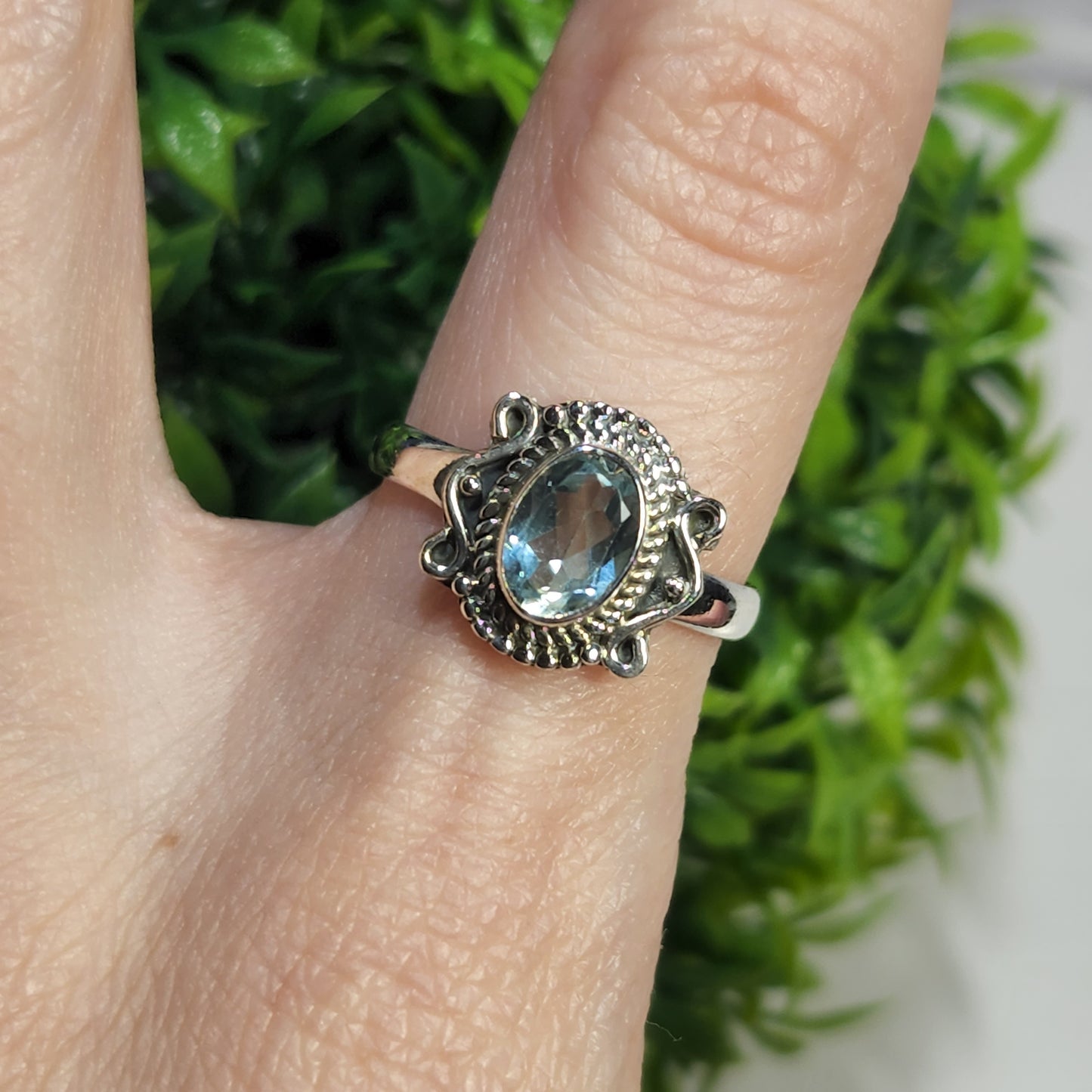 925 Sterling Silver Blue Topaz Ring