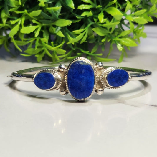 925 Sterling Silver Antique Lapis Lazuli Bangle