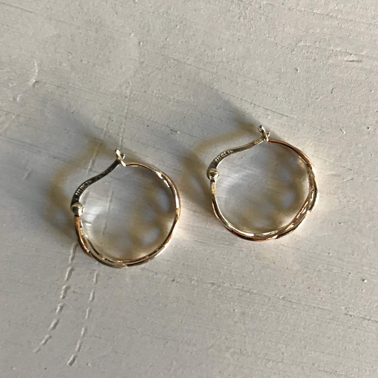 925 Sterling Silver and Rose Gold Twist Hoop Earrings