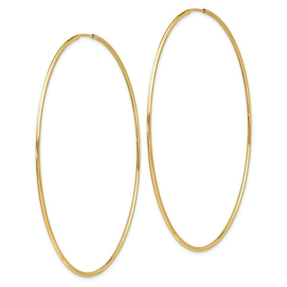 9 karat yellow gold endless sleeper hoop earrings from Italy